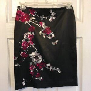 White House Black Market Black Floral Pencil skirt